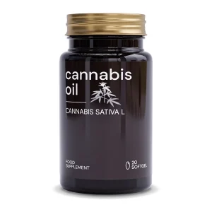 Frasco de Cannabis Oil Cápsulas con aceite de cáñamo