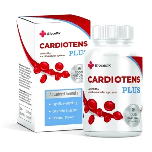 Cardiotens Plus Cápsulas, frasco blanco en caja