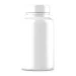 Frasco blanco de cápsulas Flex para las articulaciones sobre fondo blanco