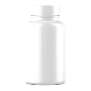 Frasco blanco de cápsulas Flex para las articulaciones sobre fondo blanco