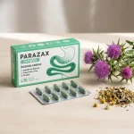 Cápsulas de Parazax Complex junto a plantas de uso tradicional como el cardo mariano