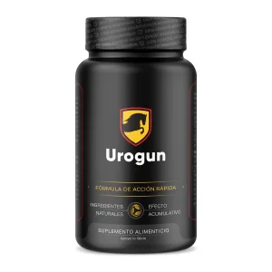 Bote de cápsulas Urogun sobre fondo blanco