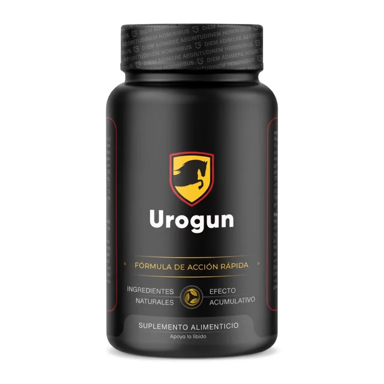 Bote de cápsulas Urogun sobre fondo blanco