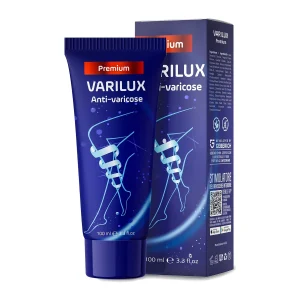 Tubo y caja de la crema Varilux Premium sobre fondo blanco